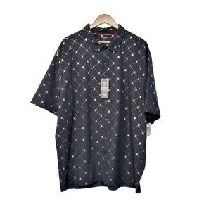 Drill Clothing Men's Short Sleeve Button-Up Shirt Size 4X Black Gold NEW
